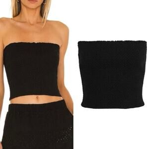 Alice + Olivia Black Penelope Smocked Tube Top